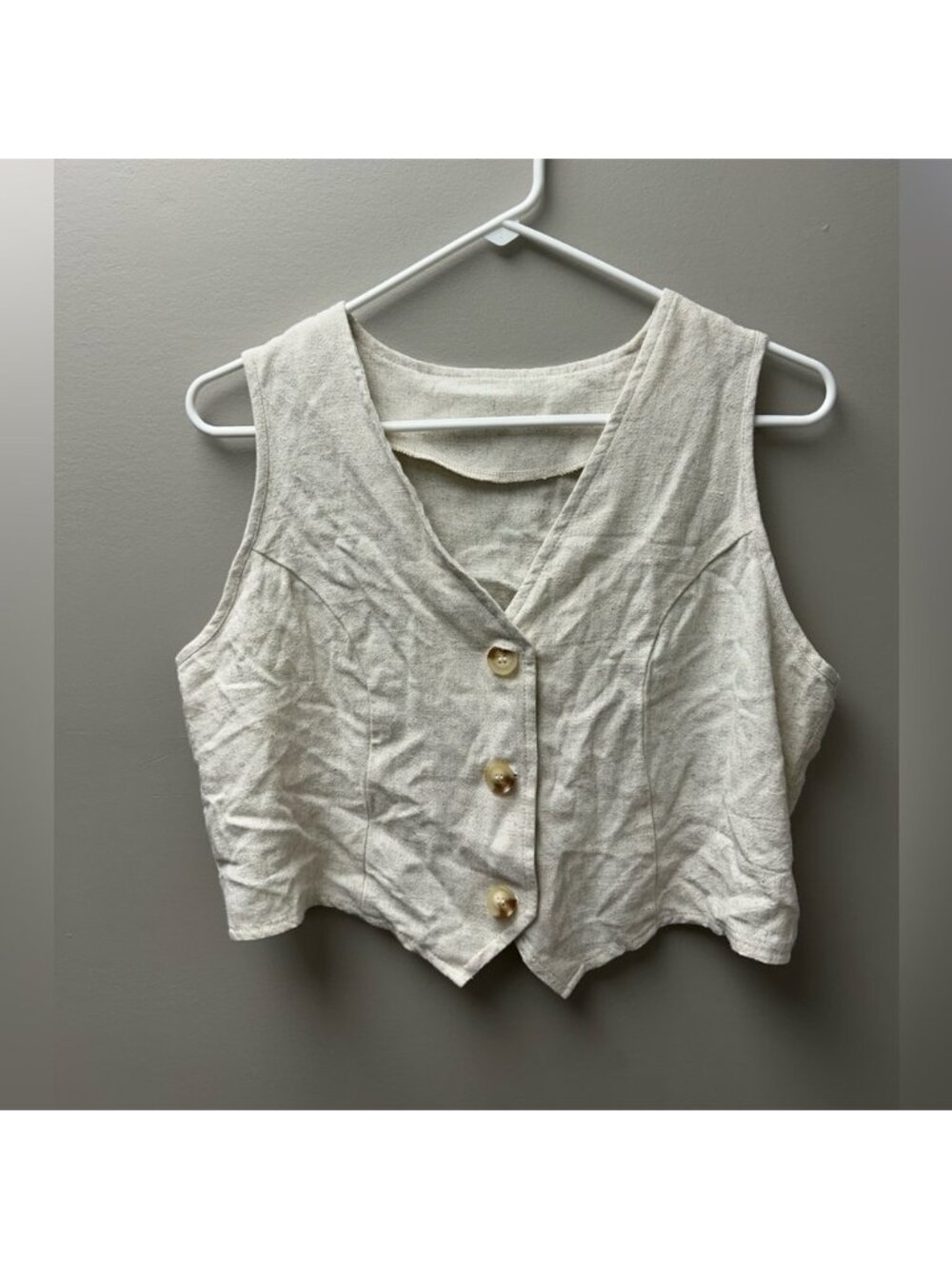 Shein Light Brown Button Up Tank Top